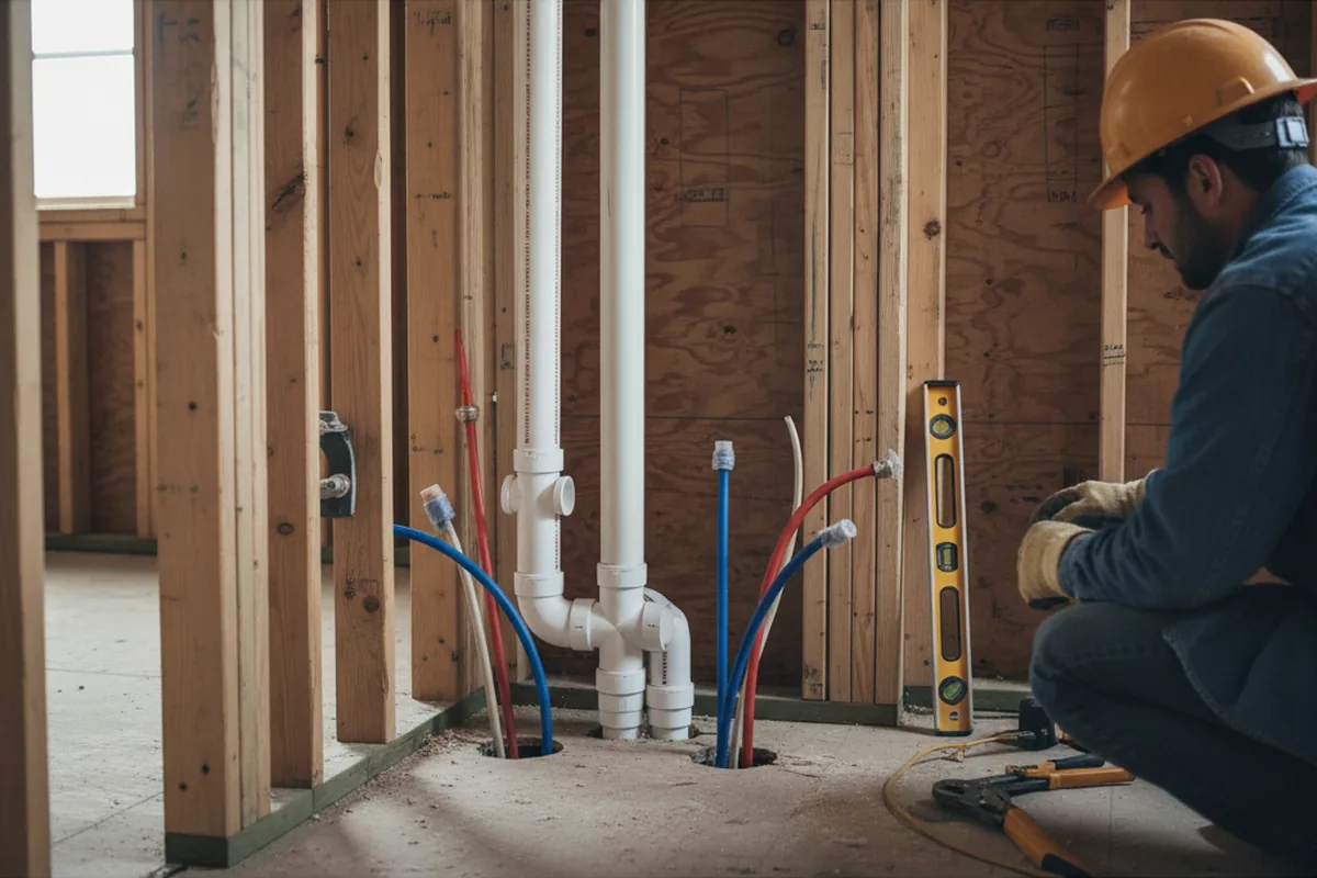 Drain and supply rough-in during Garbage Disposal Repair in Union